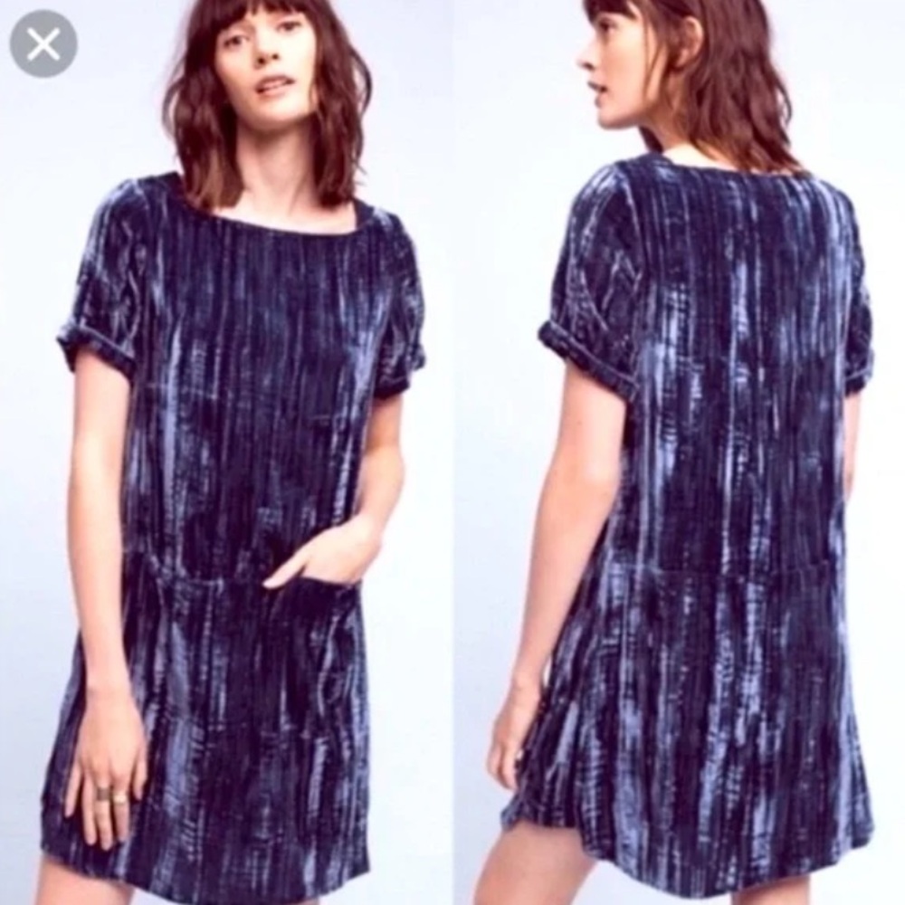 Floreat Midnight Blue Velvet Mini Dress
